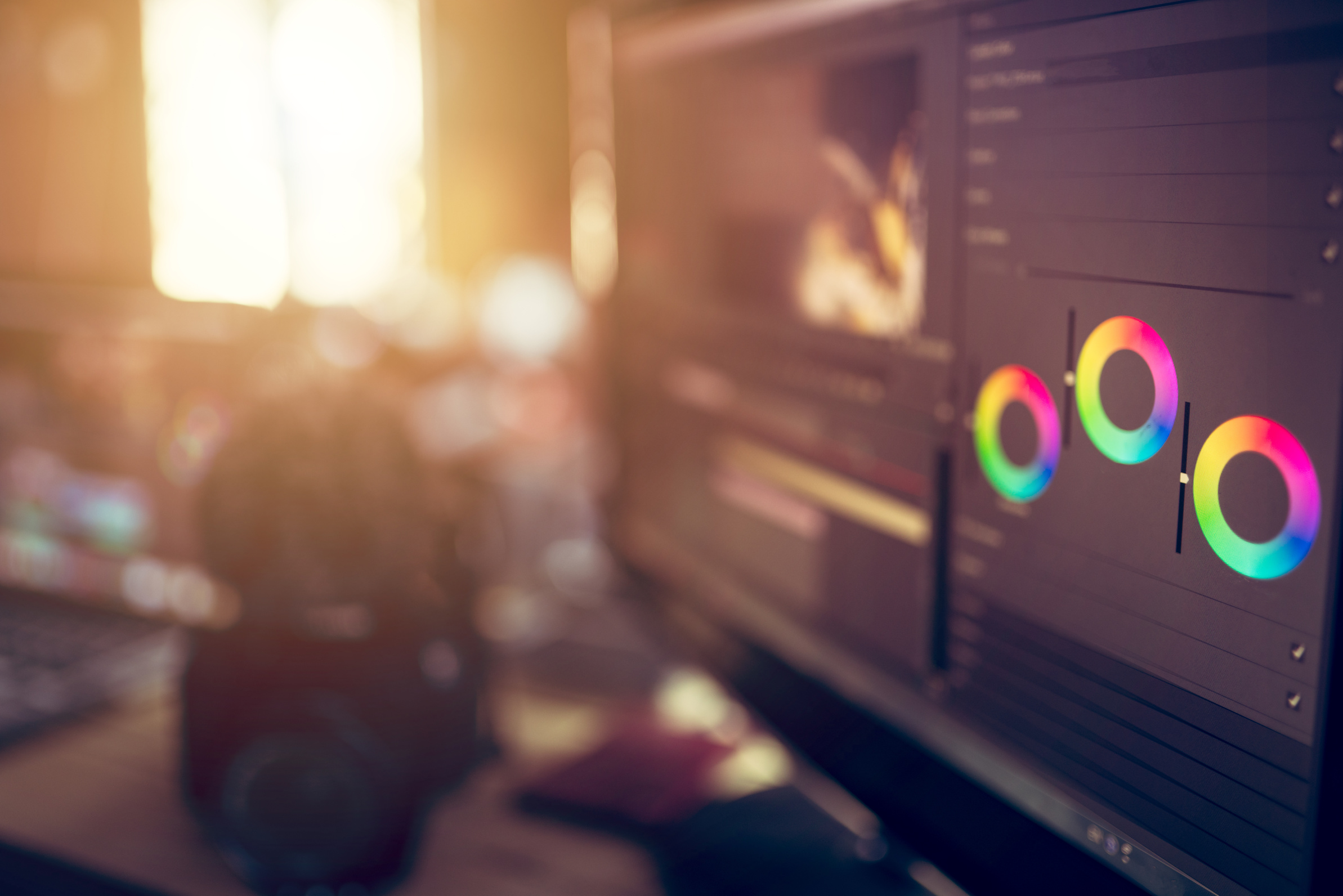 Monitor editing video grinding color effect filmmaking